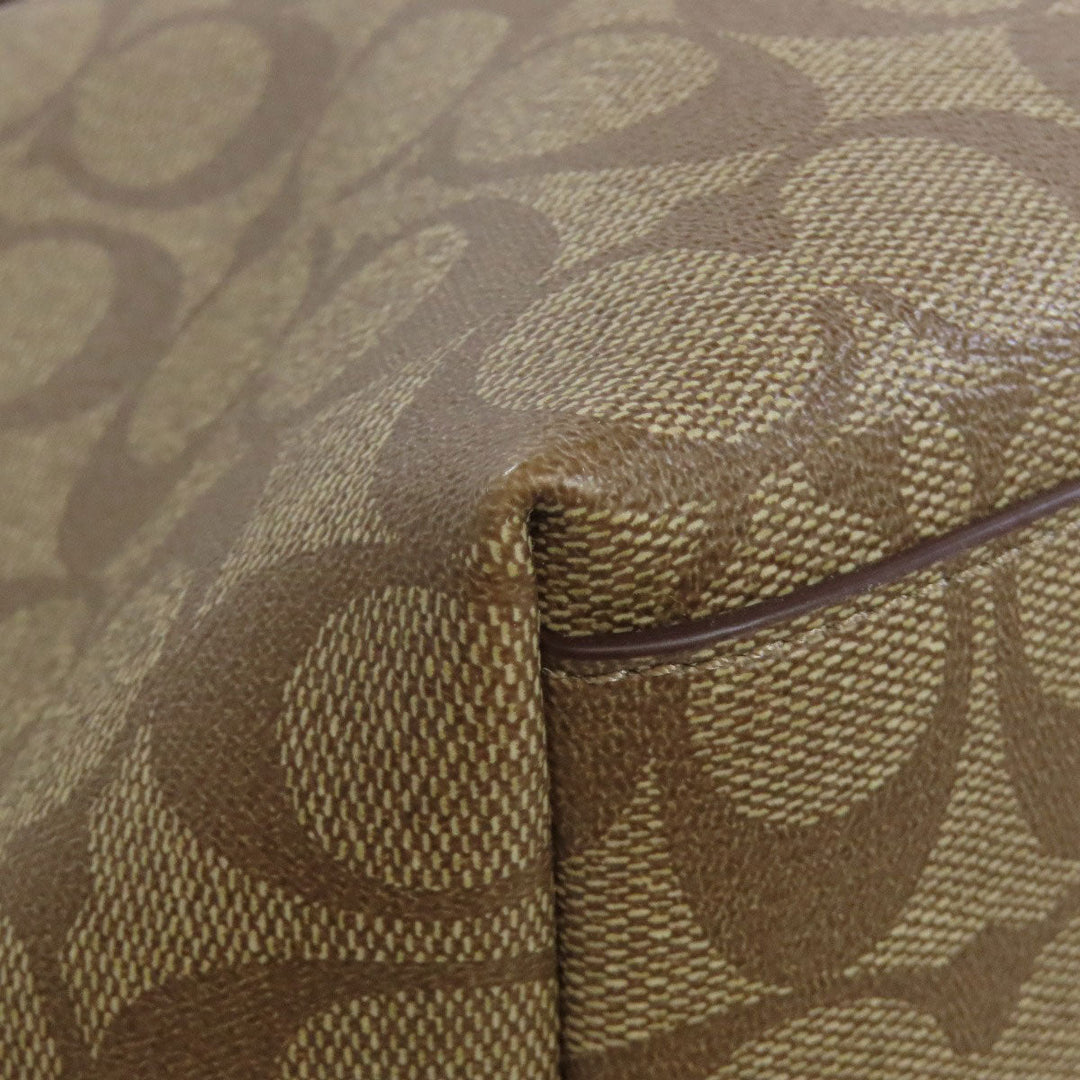 COACH Tote Bag F38405 PVC Brown Signature Women Used Authentic