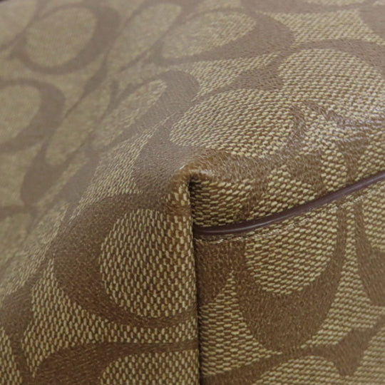 COACH Tote Bag F38405 PVC Brown Signature Women Used Authentic