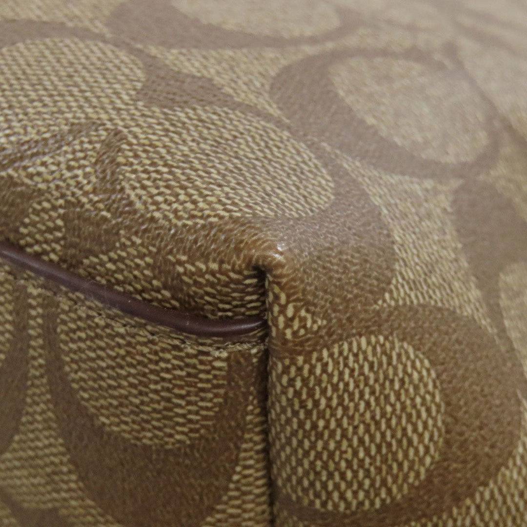 COACH Tote Bag F38405 PVC Brown Signature Women Used Authentic