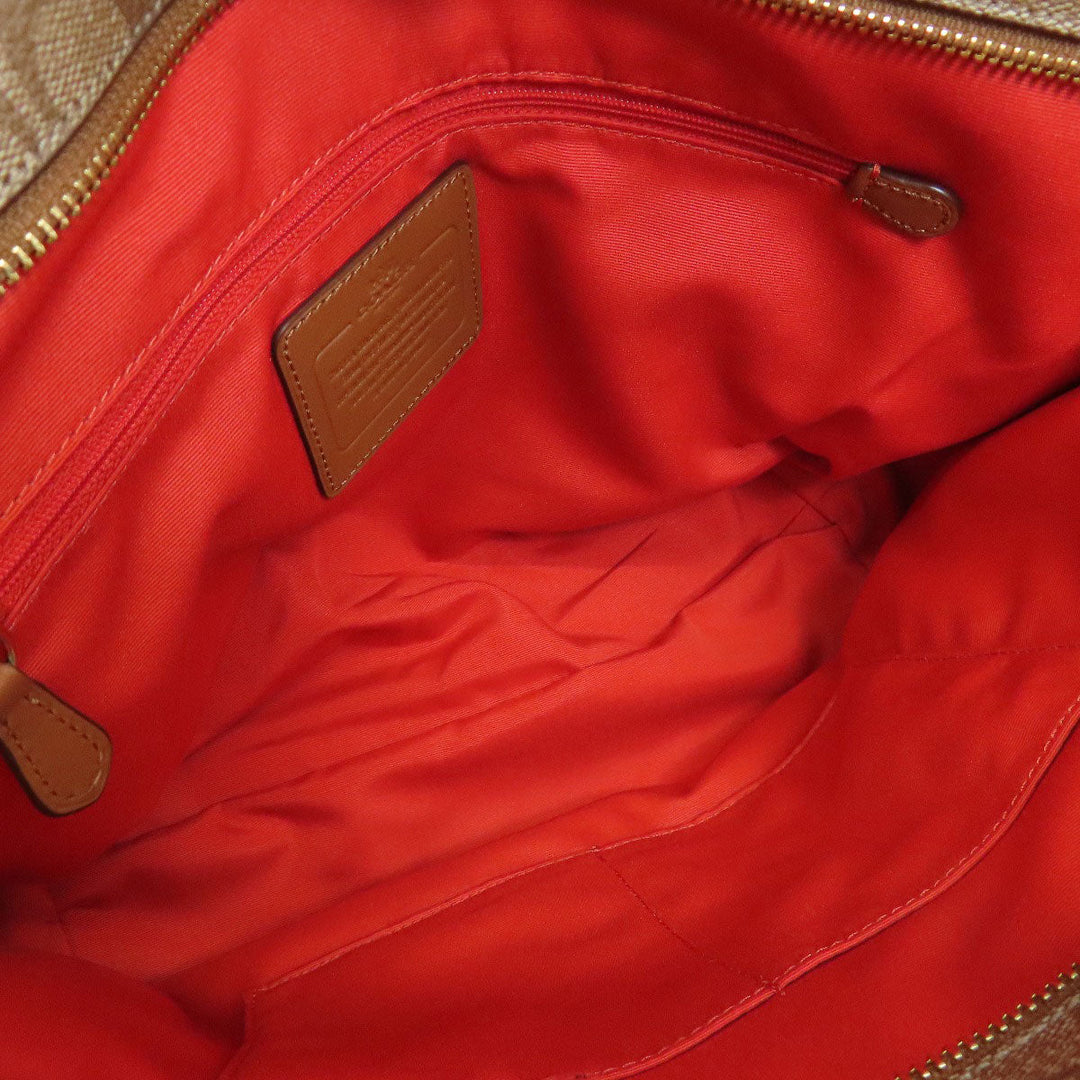 COACH Tote Bag F38405 PVC Brown Signature Women Used Authentic