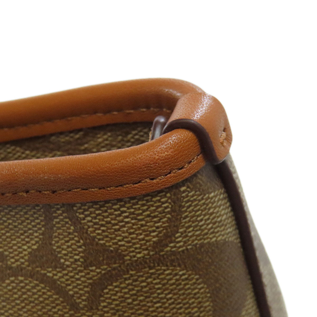 COACH Tote Bag F38405 PVC Brown Signature Women Used Authentic