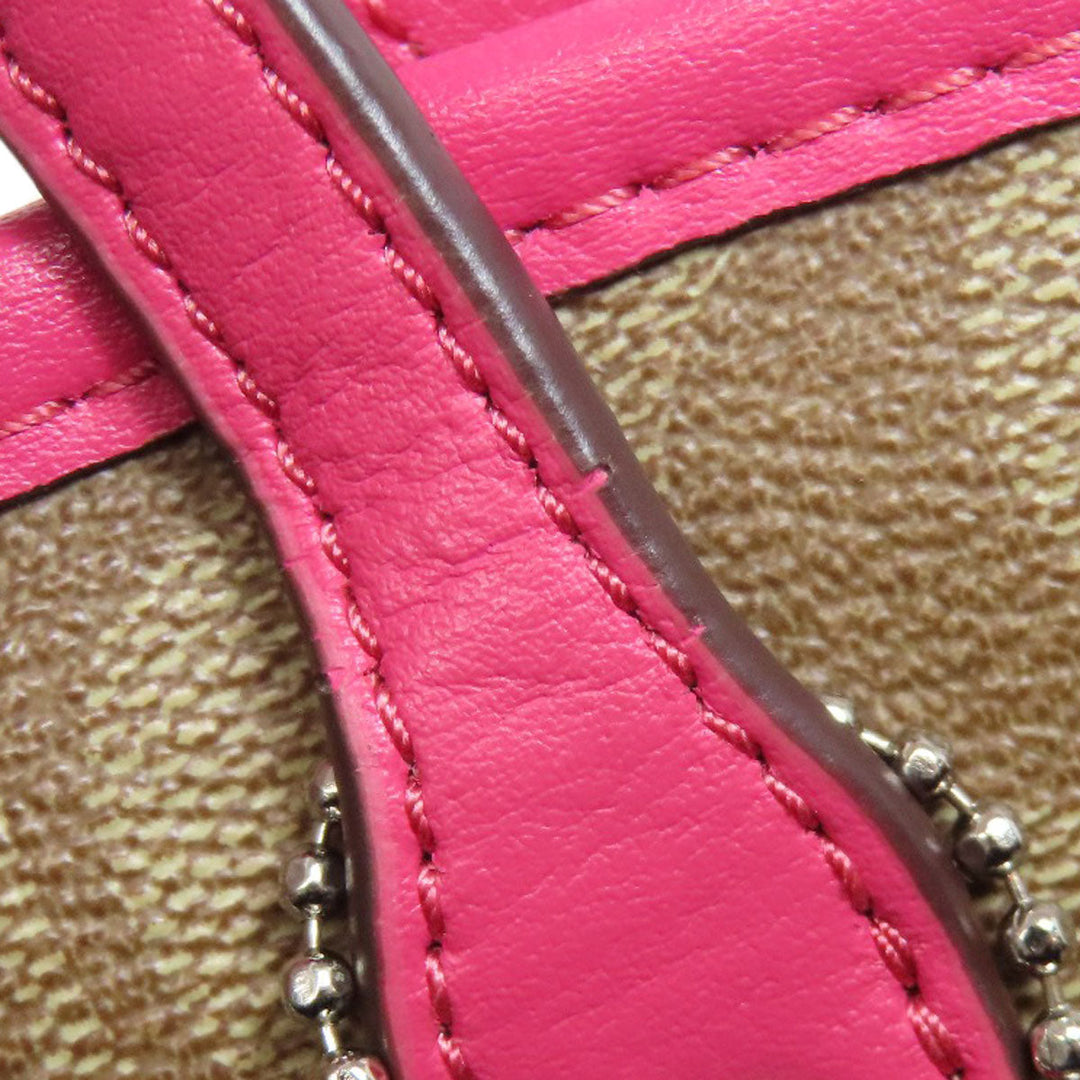 COACH Tote Bag F57842 PVC Brown Signature Women Used Authentic