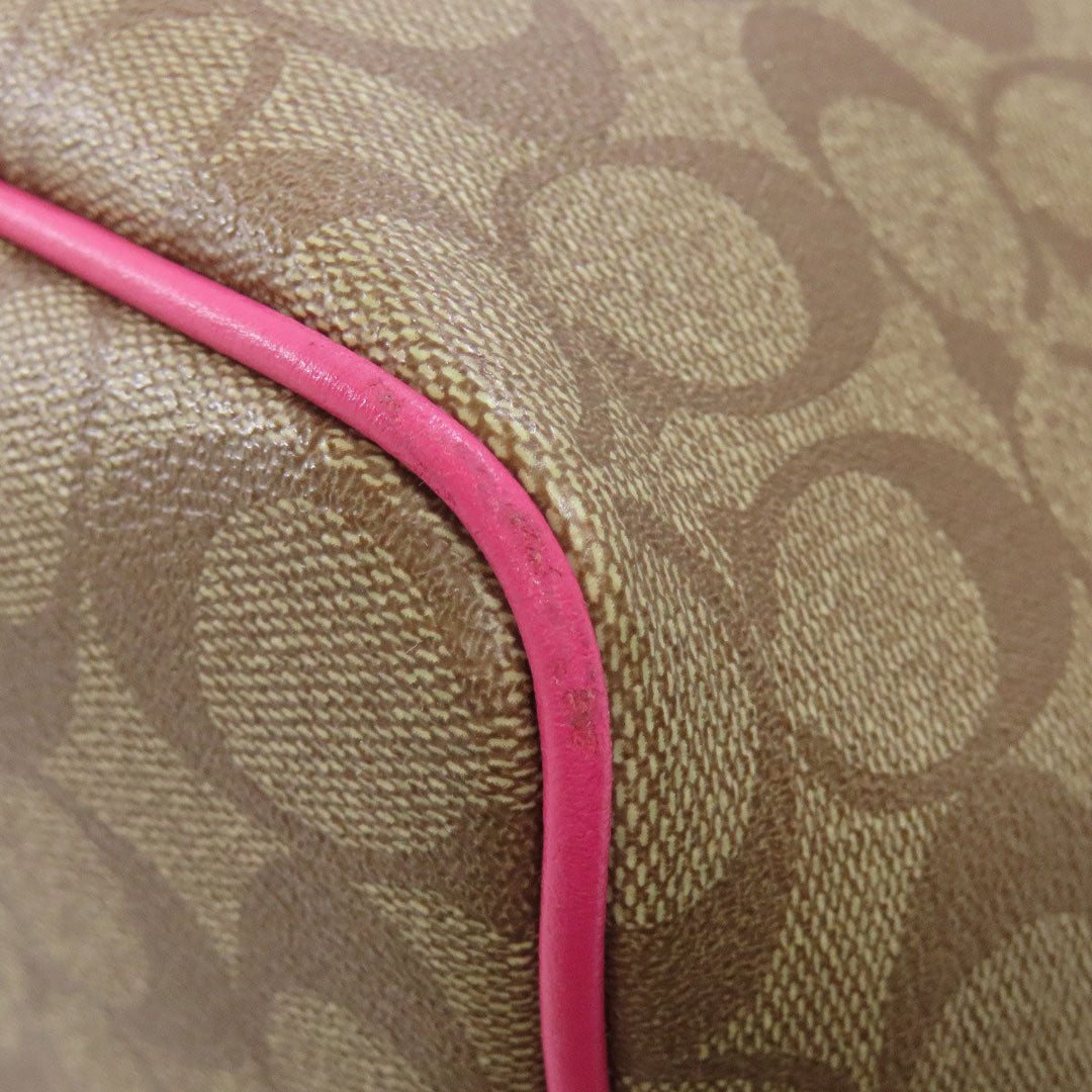 COACH Tote Bag F57842 PVC Brown Signature Women Used Authentic