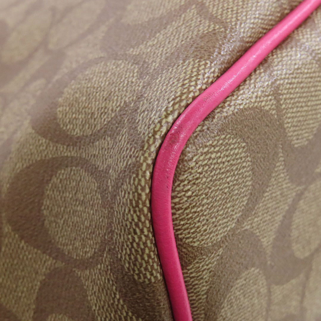 COACH Tote Bag F57842 PVC Brown Signature Women Used Authentic