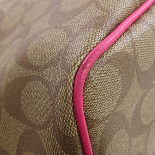 COACH Tote Bag F57842 PVC Brown Signature Women Used Authentic