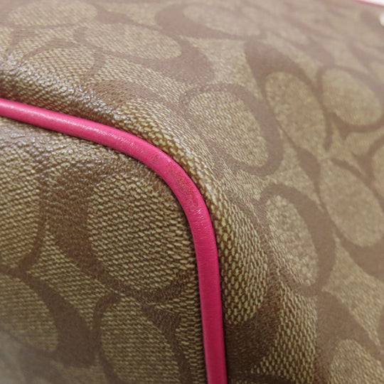 COACH Tote Bag F57842 PVC Brown Signature Women Used Authentic