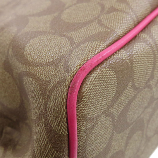 COACH Tote Bag F57842 PVC Brown Signature Women Used Authentic