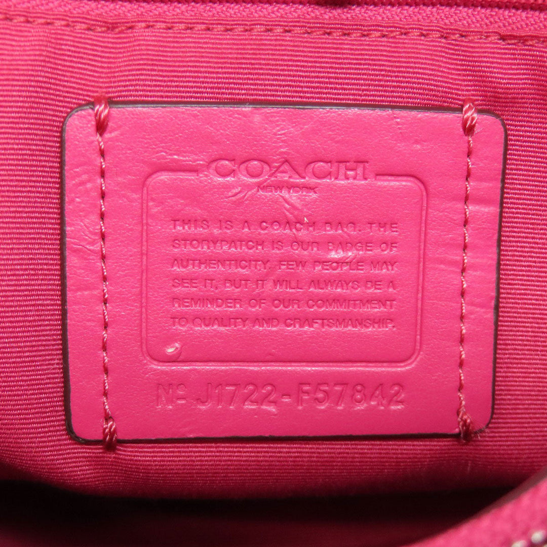 COACH Tote Bag F57842 PVC Brown Signature Women Used Authentic