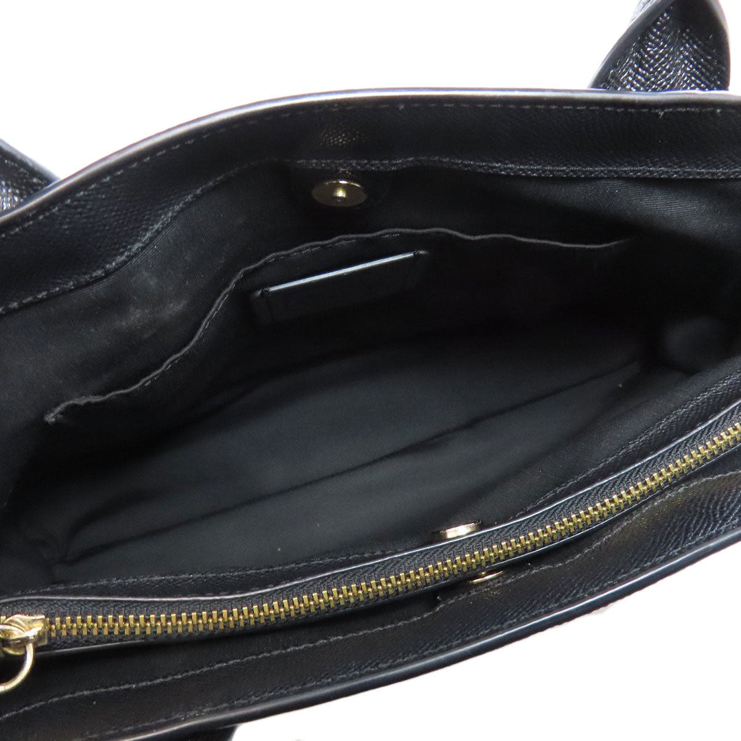 COACH Tote Bag F31474 leather black logo Women Used Authentic