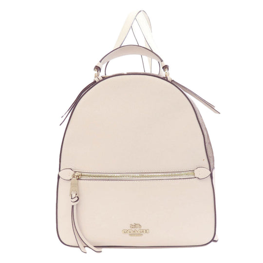 COACH Backpack F76622 Leather, PVC white Signature Women Used Authentic