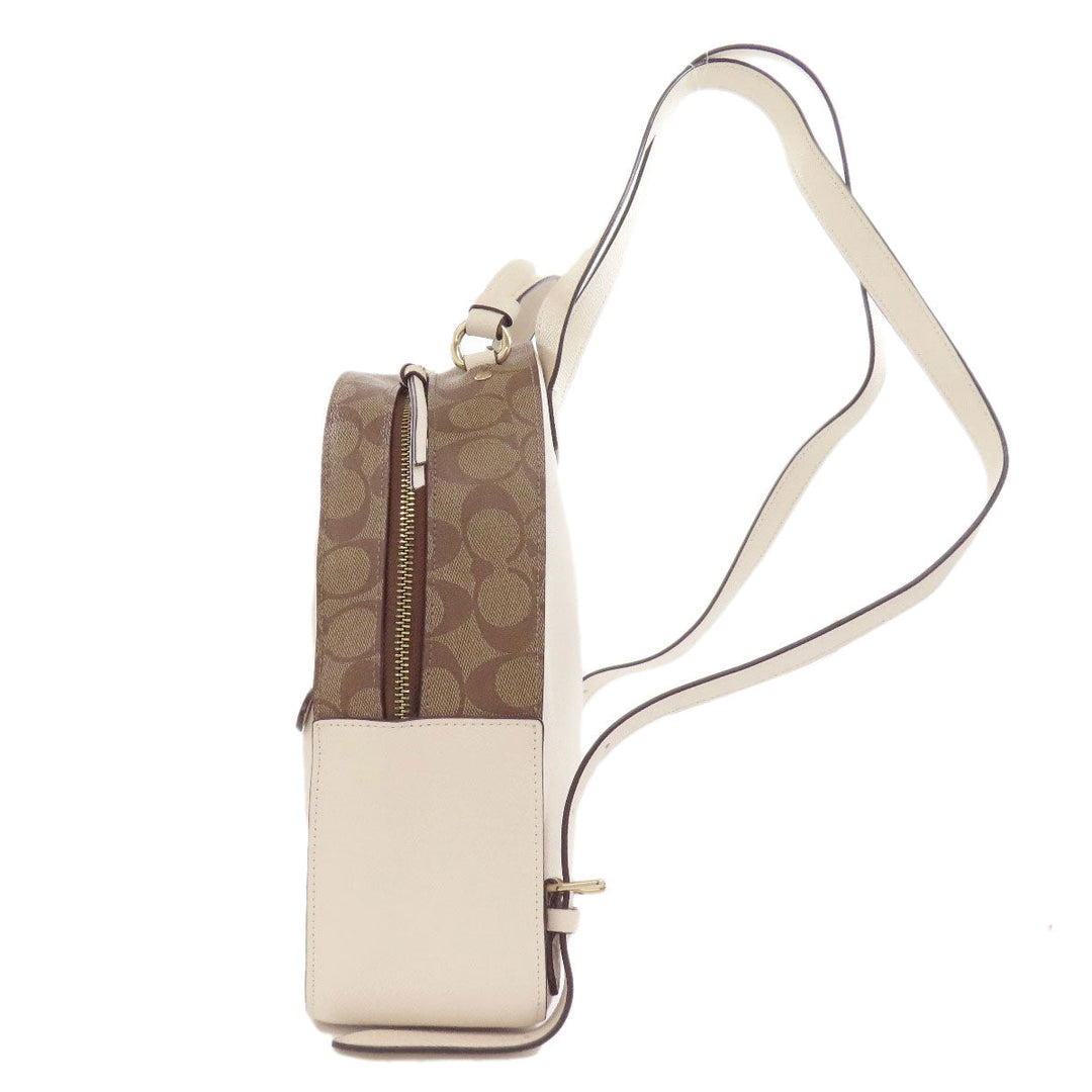 COACH Backpack F76622 Leather, PVC white Signature Women Used Authentic