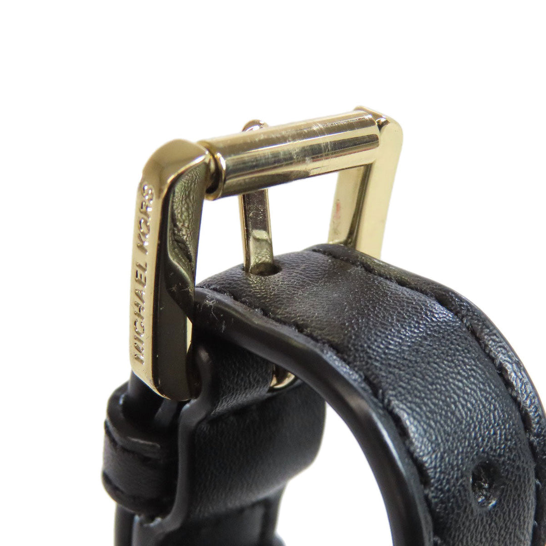 MICHAEL KORS Shoulder Bag leather black logo Women Used Authentic