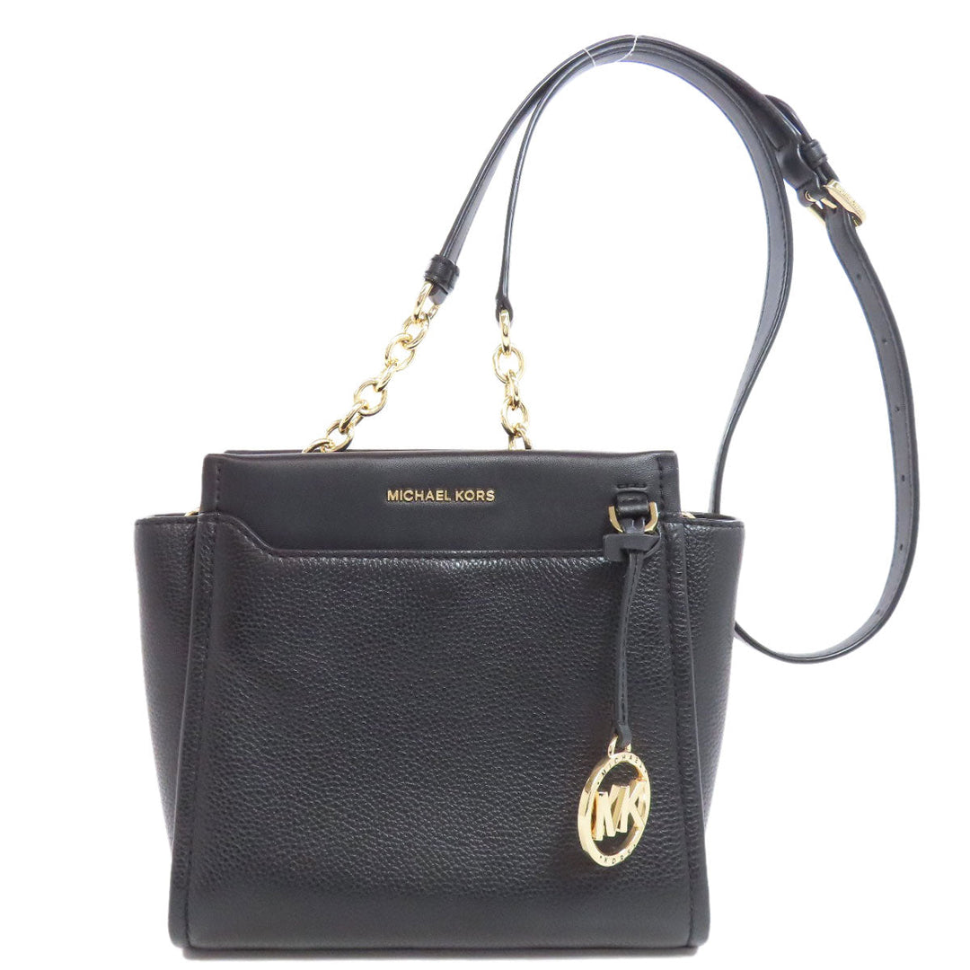 MICHAEL KORS Shoulder Bag leather black logo Women Used Authentic