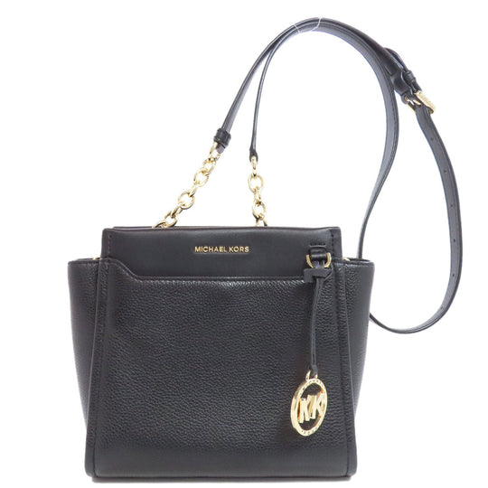 MICHAEL KORS Shoulder Bag leather black logo Women Used Authentic