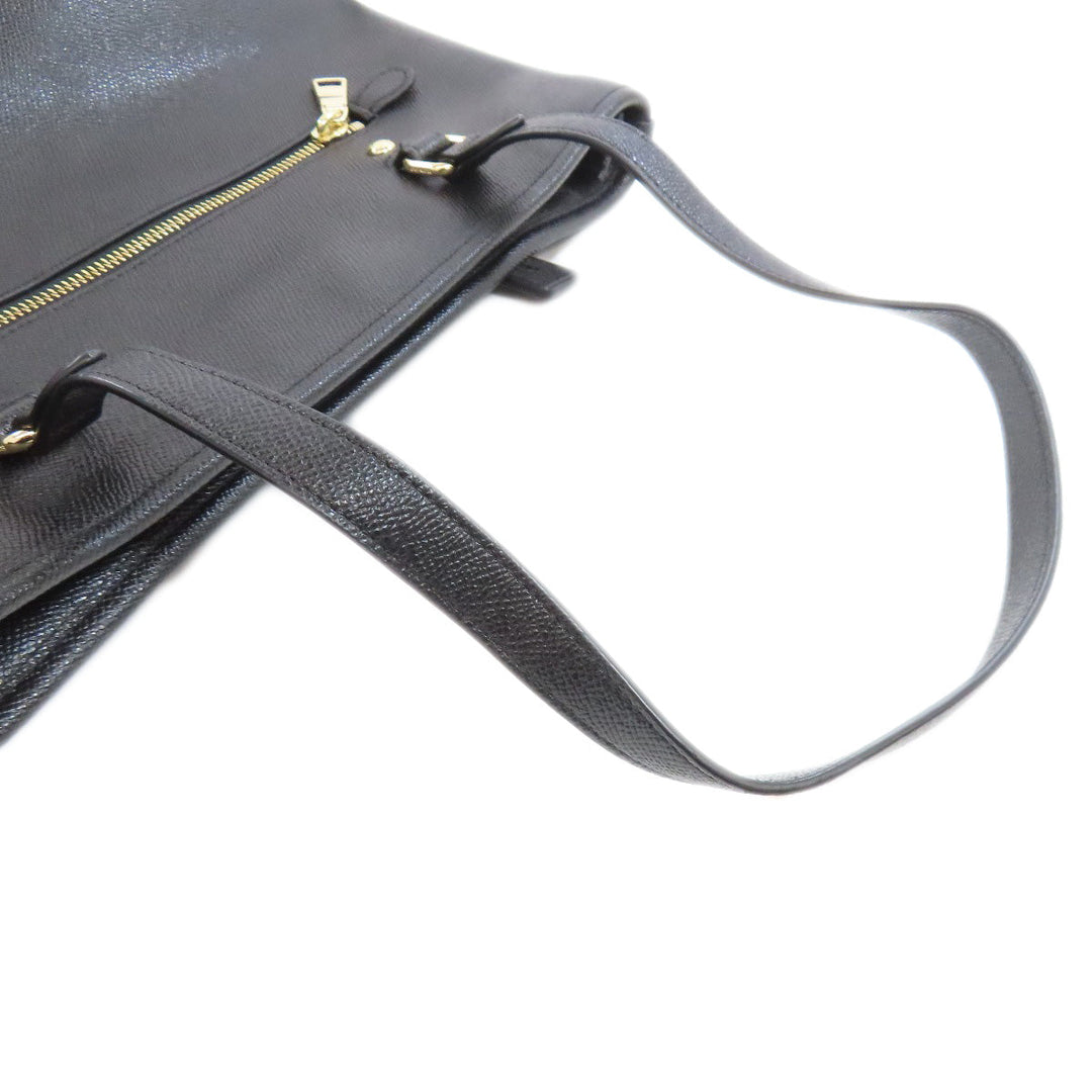 COACH Tote Bag F57789 leather black logo Women Used Authentic