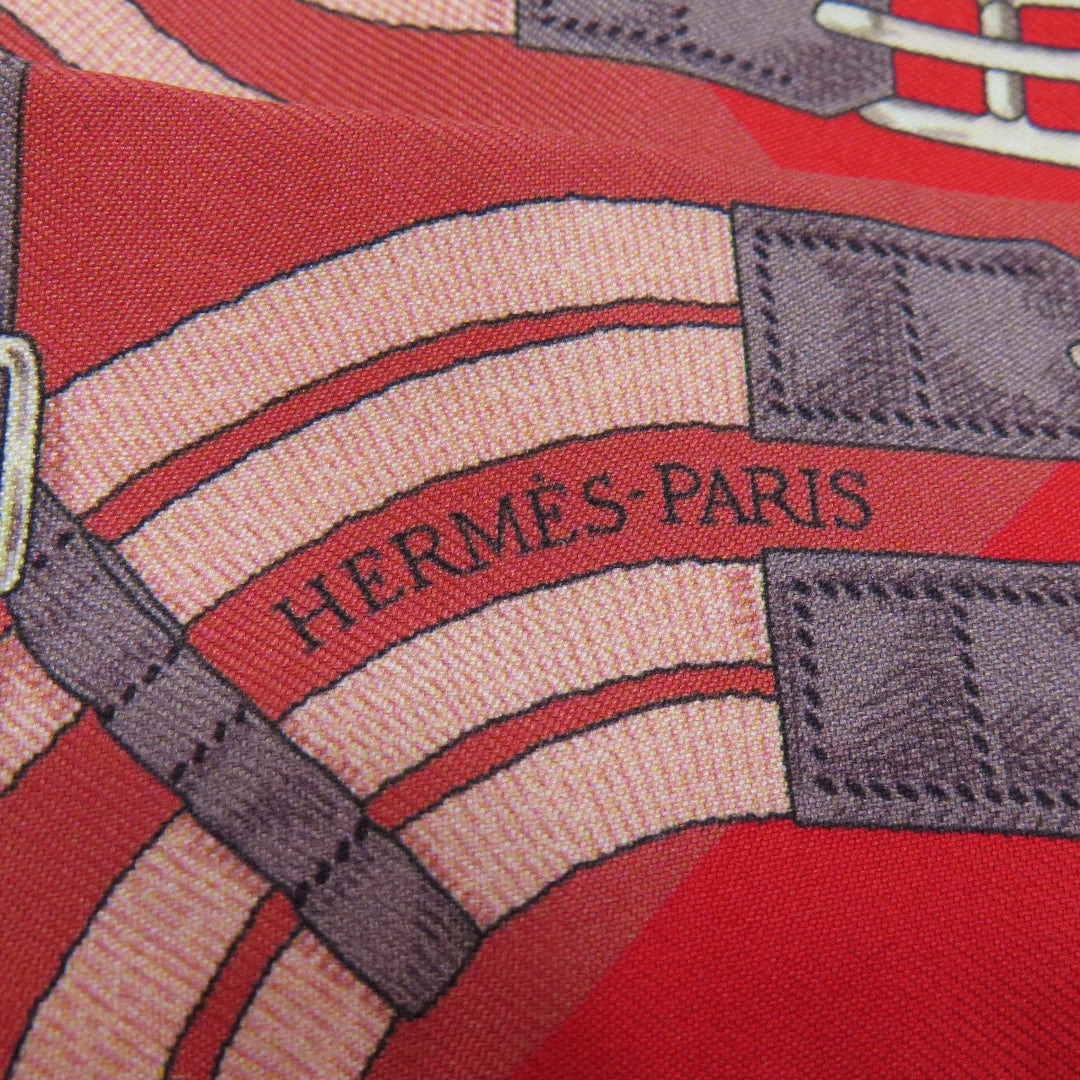 HERMES scarf silk Brown Twilly Women Used Authentic