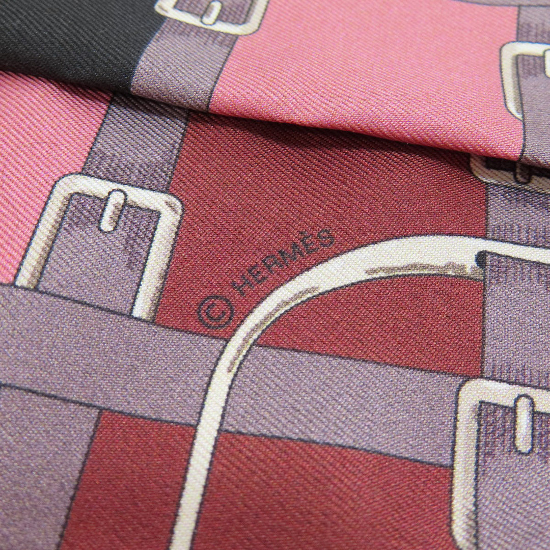 HERMES scarf silk Brown Twilly Women Used Authentic