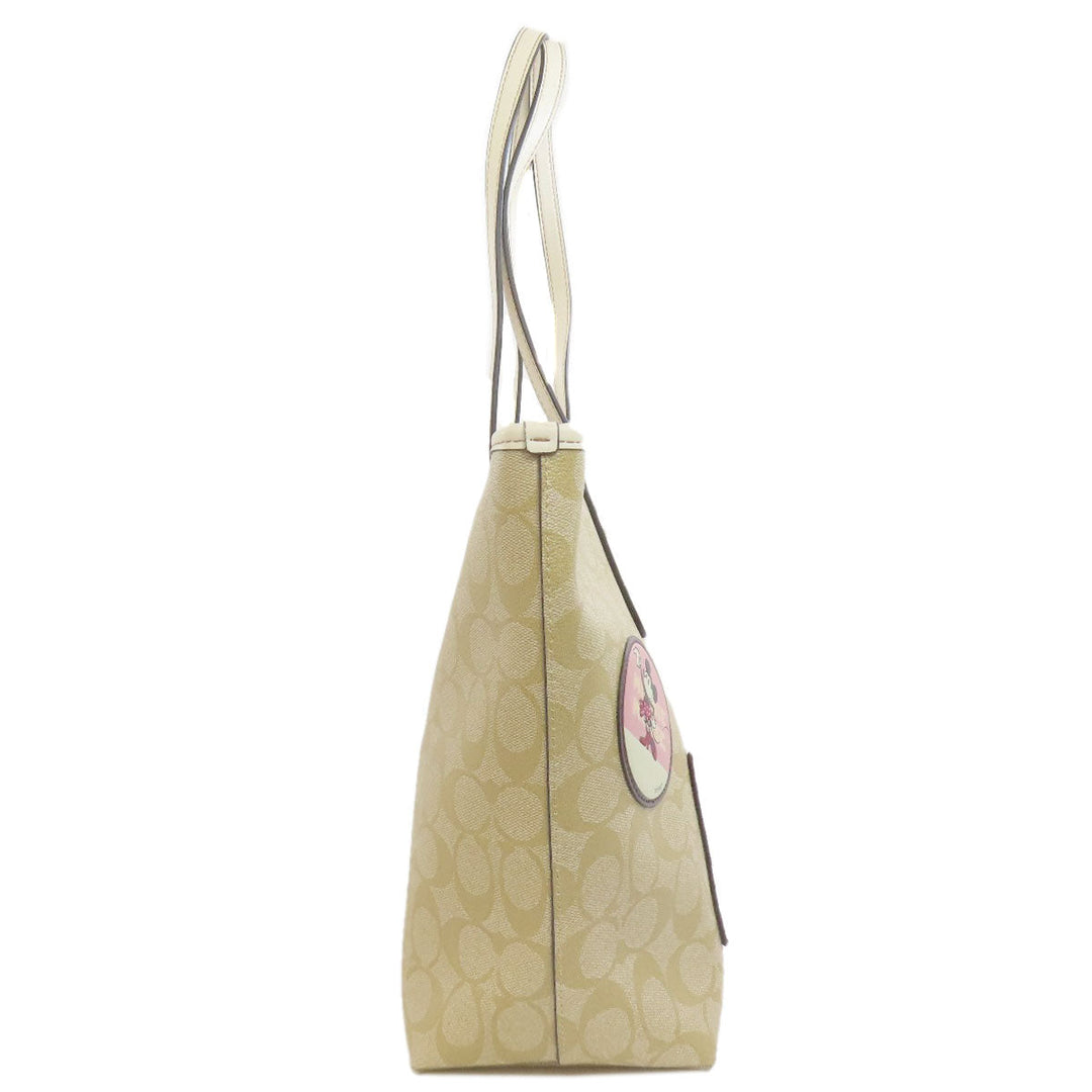 COACH Tote Bag F29358 PVC beige Mickey collaboration Disney Women Used Authentic