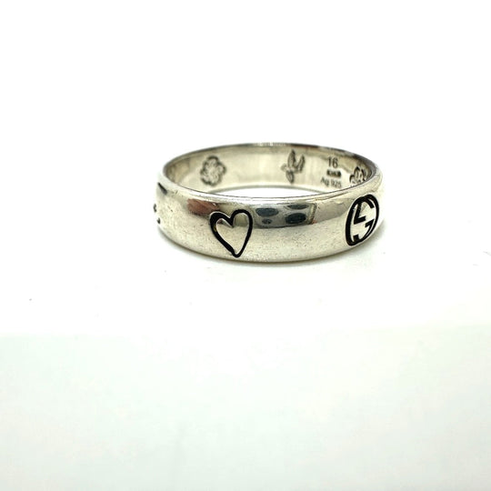 GUCCI Ring 455247 SV925 Silver Blind for love Women 16 Used Authentic