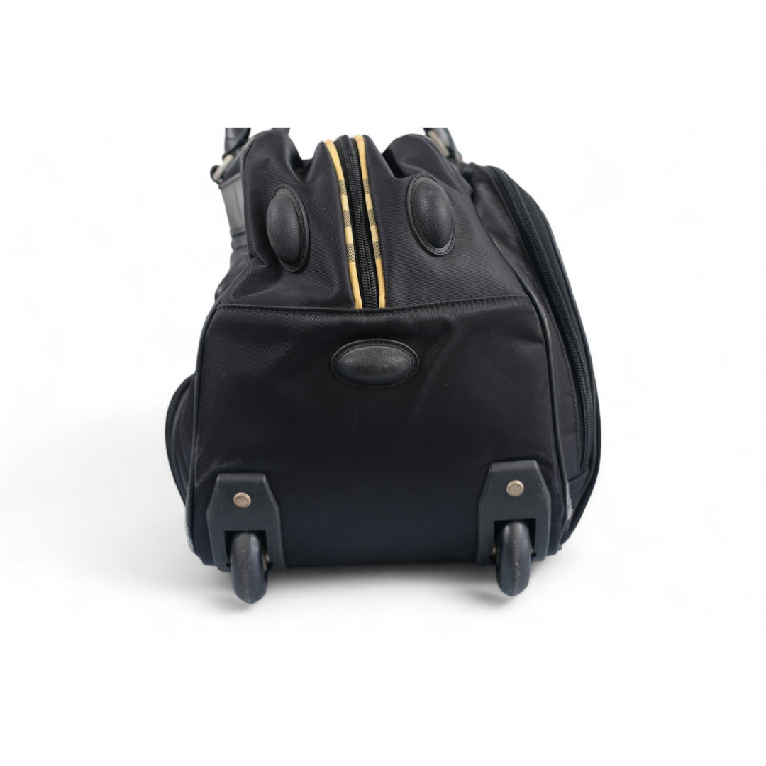 Burberry Golf Travel Bag Black Nylon Unisex Rolling Luggage Carry-On Tote