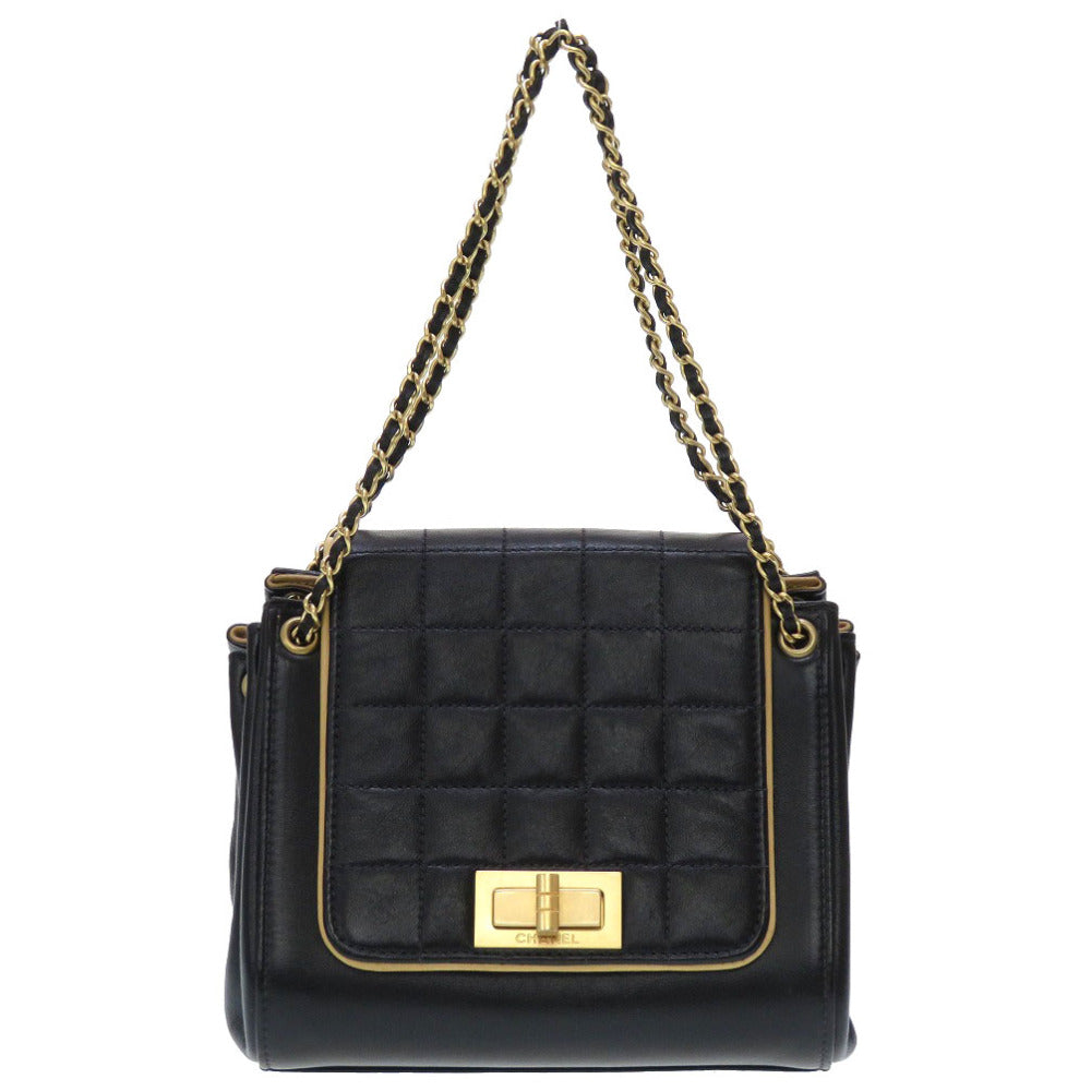 CHANEL Shoulder Bag lambskin black 2.55 chocolate bar Women Used Authentic