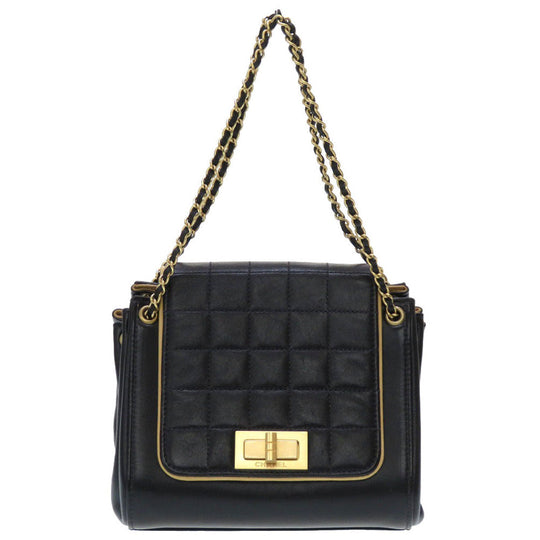 CHANEL Shoulder Bag lambskin black 2.55 chocolate bar Women Used Authentic