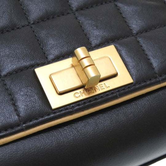 CHANEL Shoulder Bag lambskin black 2.55 chocolate bar Women Used Authentic
