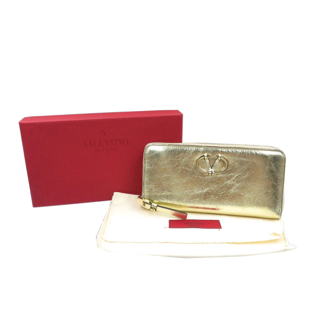 VALENTINO Long Wallet Purse PW2P0P88CMC leather gold Women Used Authentic