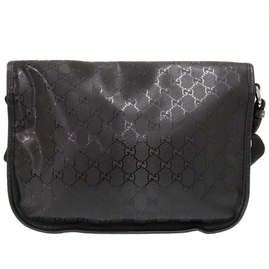 GUCCI Shoulder Bag 201732 PVC coated canvas black GG implementation Messenger bag mens Used Authentic