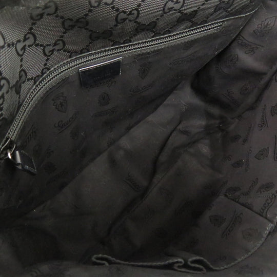 GUCCI Shoulder Bag 201732 PVC coated canvas black GG implementation Messenger bag mens Used Authentic