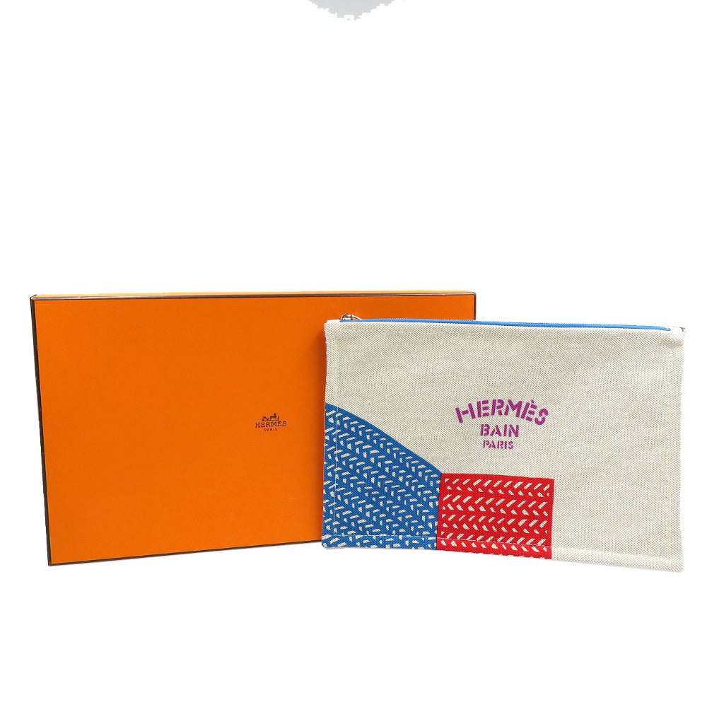 HERMES Pouch cotton beige Poisson Natte Women(Unisex) Used Authentic