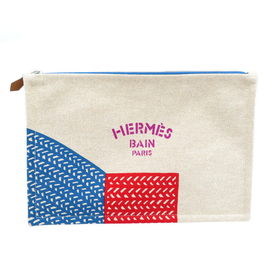 HERMES Pouch cotton beige Poisson Natte Women(Unisex) Used Authentic
