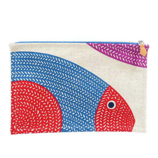 HERMES Pouch cotton beige Poisson Natte Women(Unisex) Used Authentic