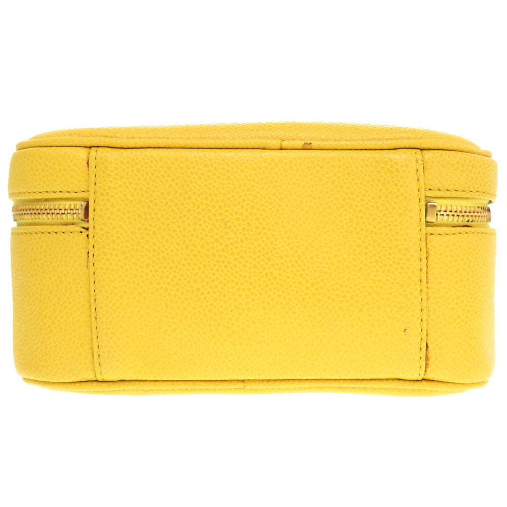 CHANEL Shoulder Bag Caviar skin yellow COCO Mark Vanity Bag Women Used Authentic