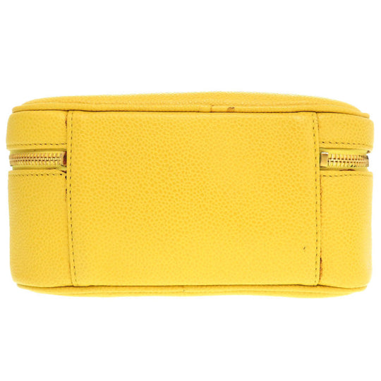 CHANEL Shoulder Bag Caviar skin yellow COCO Mark Vanity Bag Women Used Authentic