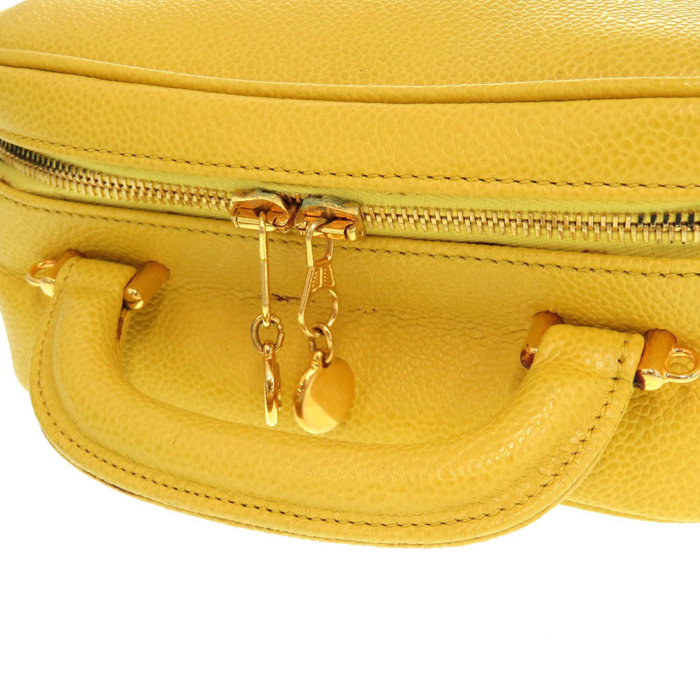 CHANEL Shoulder Bag Caviar skin yellow COCO Mark Vanity Bag Women Used Authentic