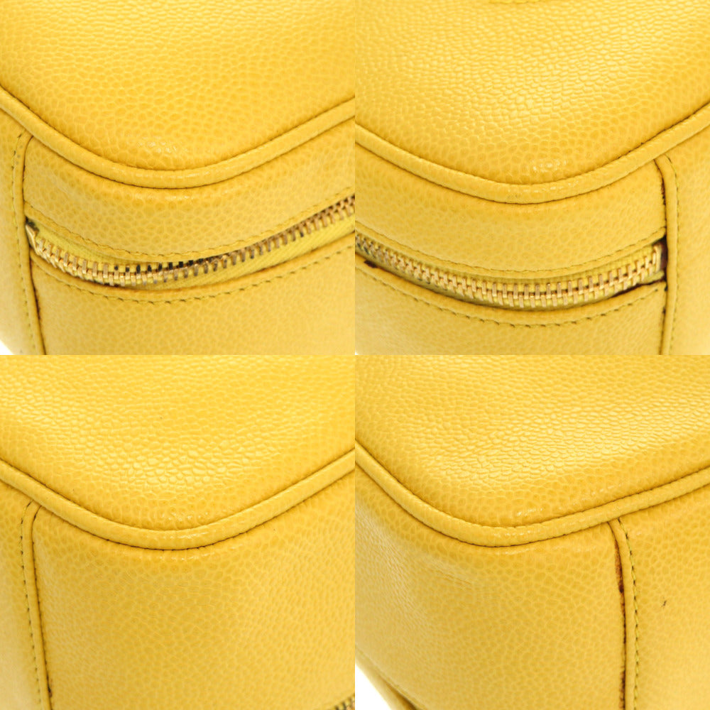 CHANEL Shoulder Bag Caviar skin yellow COCO Mark Vanity Bag Women Used Authentic