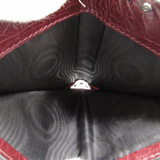 VALENTINO Bifold Wallet leather Bordeaux Chain Wallet Rockstud mens(Unisex) Used Authentic