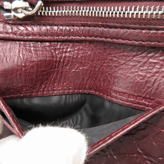 VALENTINO Bifold Wallet leather Bordeaux Chain Wallet Rockstud mens(Unisex) Used Authentic