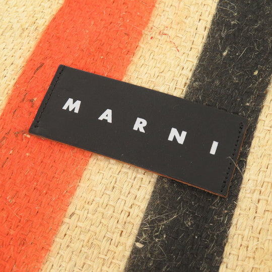 MARNI Tote Bag straw beige Market Stripes Women Used Authentic