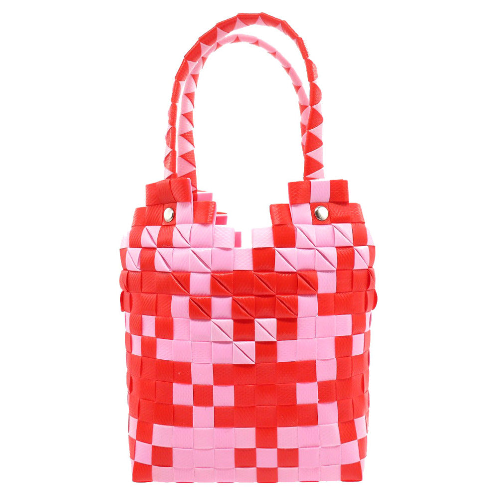 MARNI Handbag leather Red Diamond Basket Bag Women Used Authentic