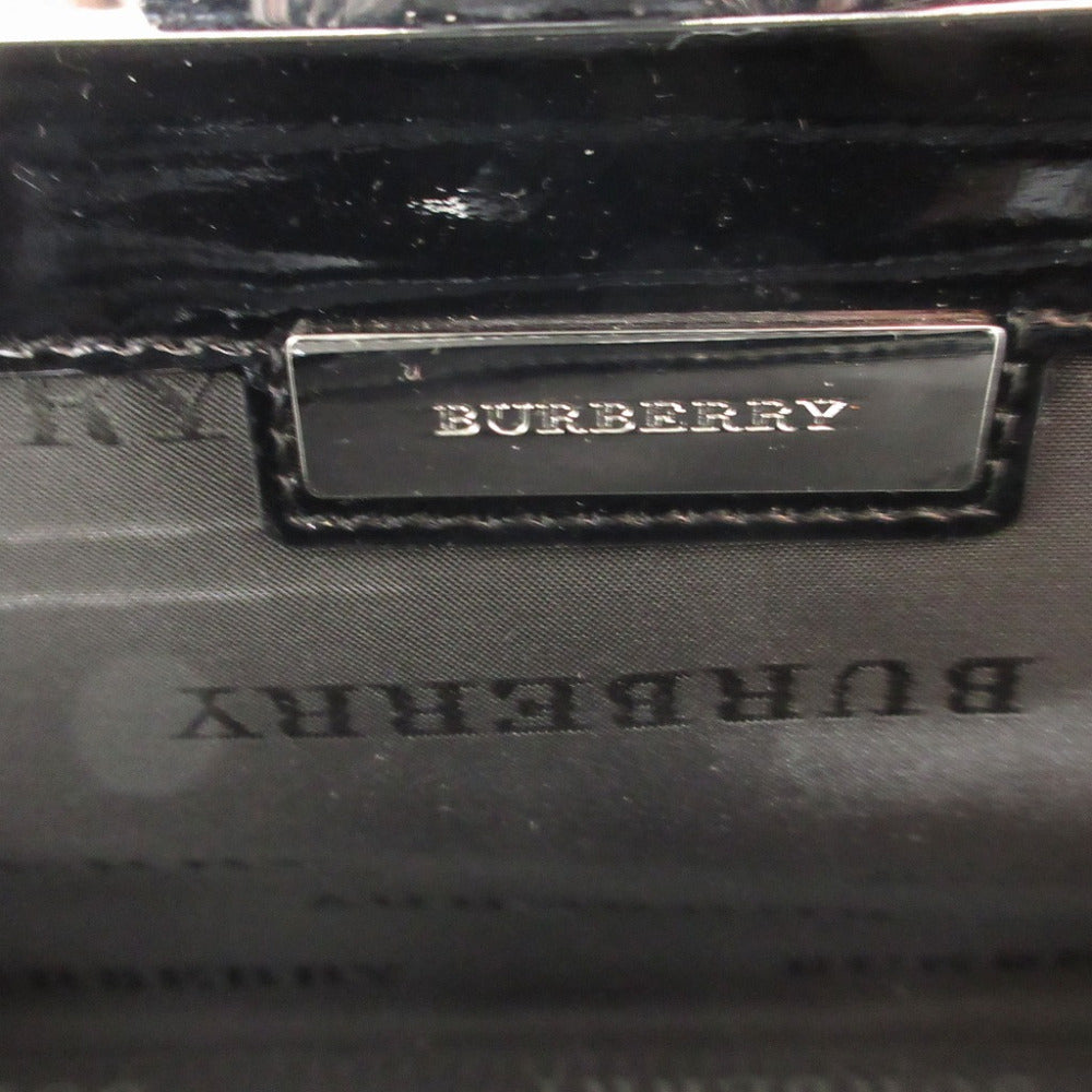 BURBERRY Handbag Patent leather black Women Used Authentic