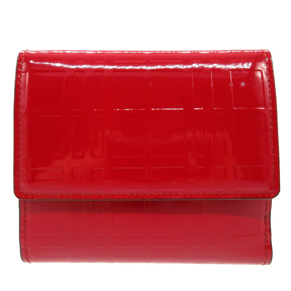 BURBERRY Bifold Wallet Patent leather Red Women Used Authentic