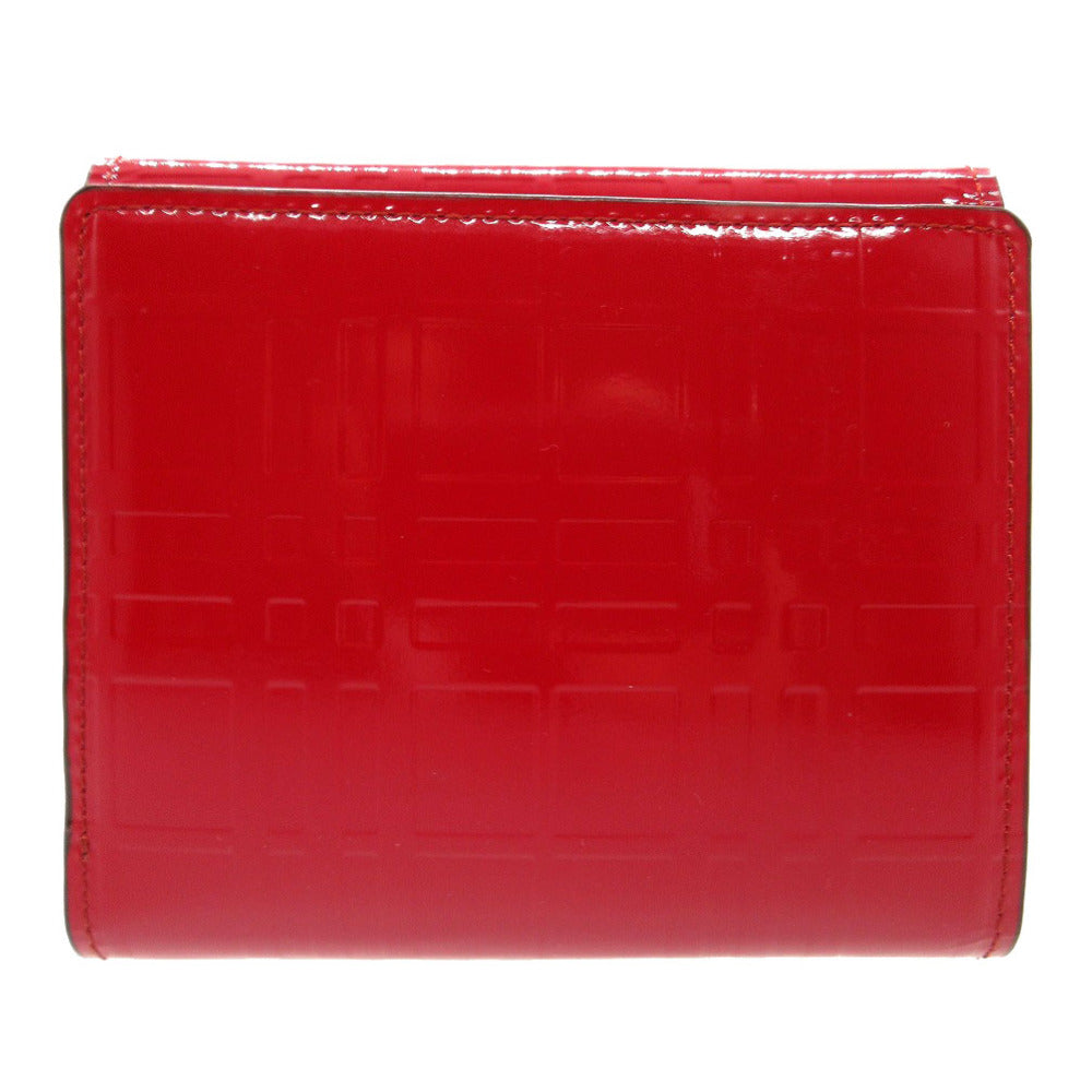 BURBERRY Bifold Wallet Patent leather Red Women Used Authentic