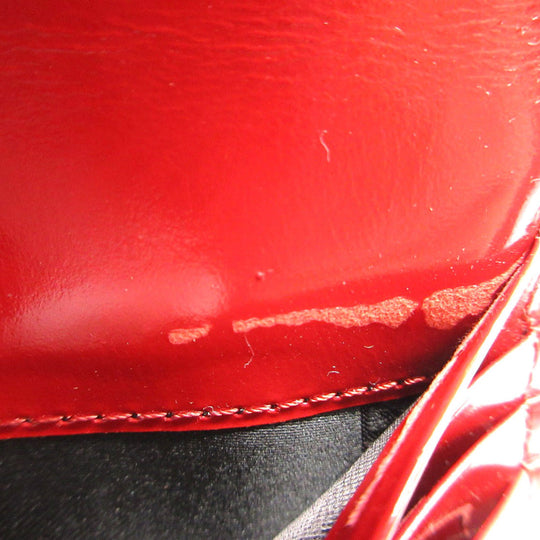 BURBERRY Bifold Wallet Patent leather Red Women Used Authentic