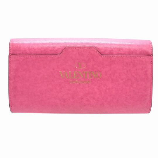 VALENTINO Long Wallet Purse leather pink Bi-fold Rockstud Women Used Authentic