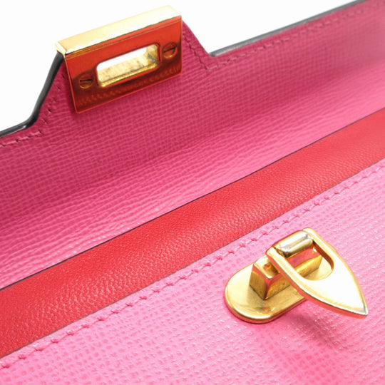 VALENTINO Long Wallet Purse leather pink Bi-fold Rockstud Women Used Authentic