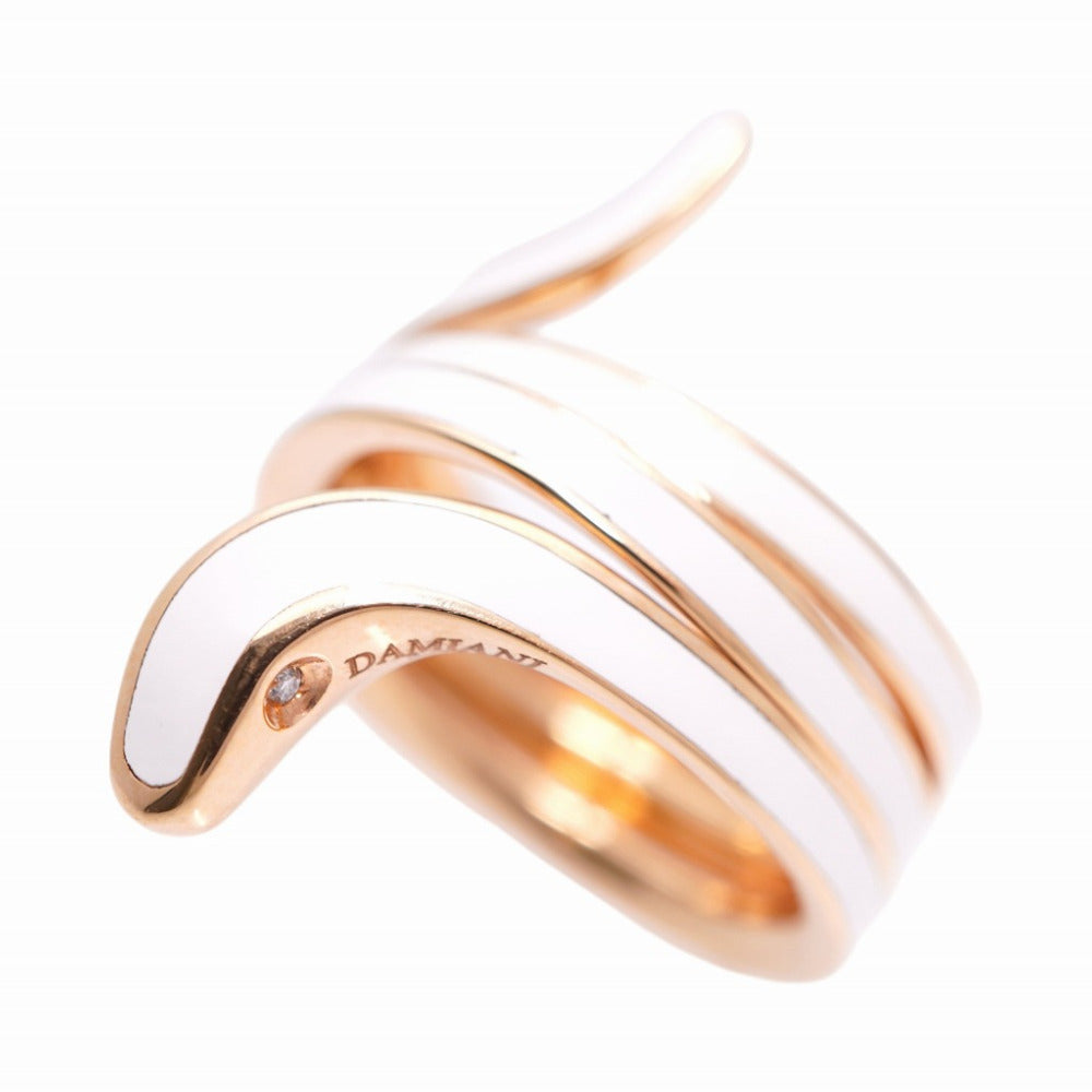 Damiani Ring K18 pink gold, white ceramic white Eden Women Used Authentic