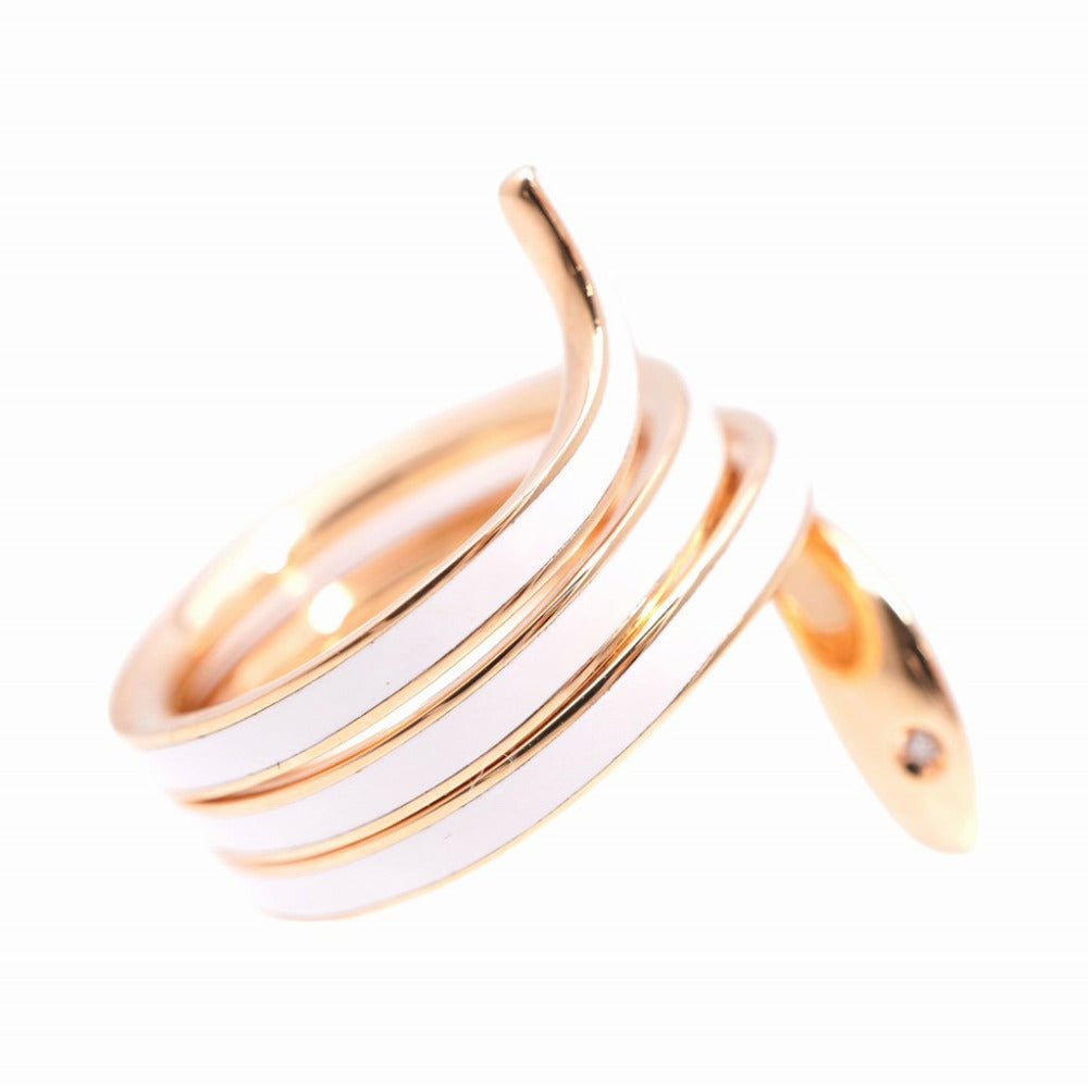 Damiani Ring K18 pink gold, white ceramic white Eden Women Used Authentic