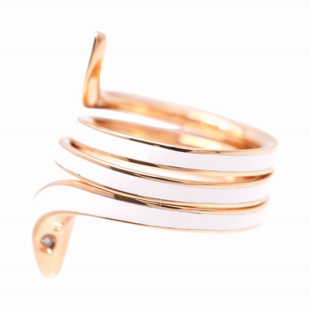 Damiani Ring K18 pink gold, white ceramic white Eden Women Used Authentic